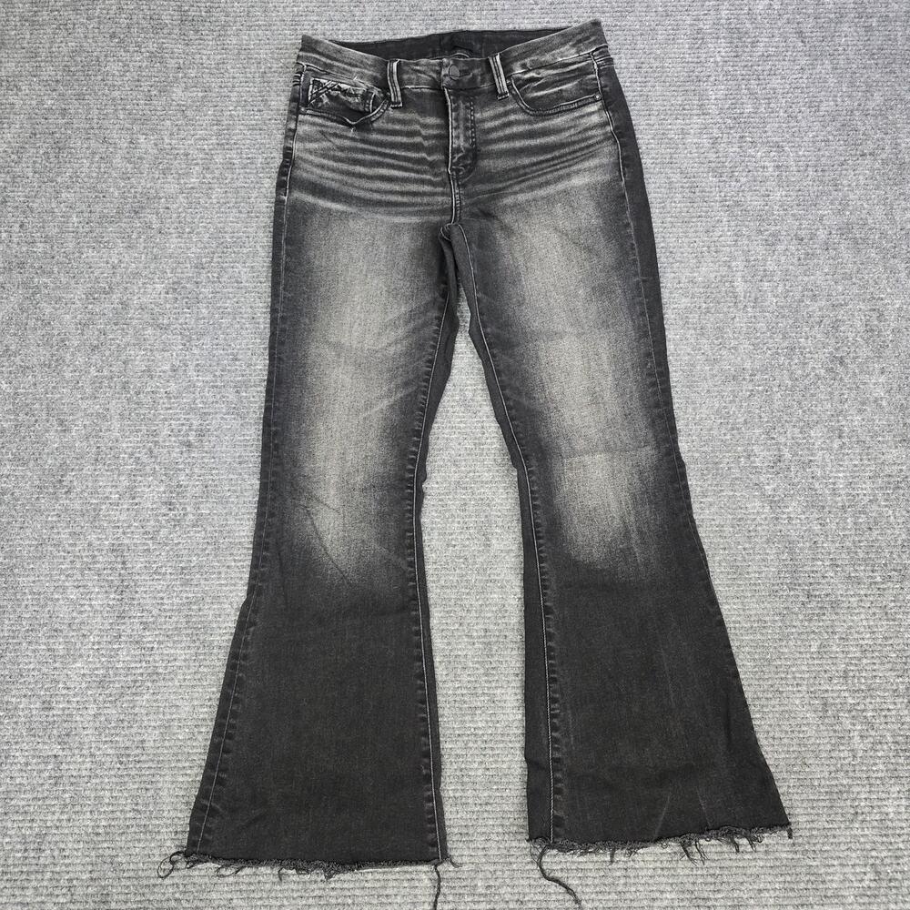 Buckle Black No. 53 Flare Jeans Womens 30x29 Tag 29x34 Black Raw Hem Stretch